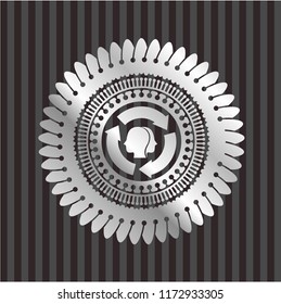 brain storm icon inside silvery badge