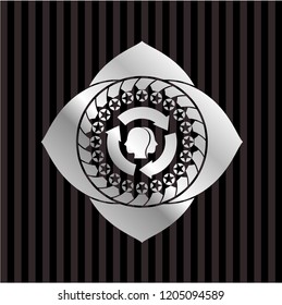 brain storm icon inside silvery shiny badge