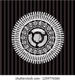 brain storm icon inside silvery shiny emblem