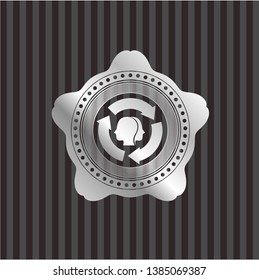 brain storm icon inside silvery shiny emblem