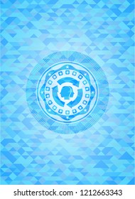 brain storm icon inside sky blue mosaic emblem