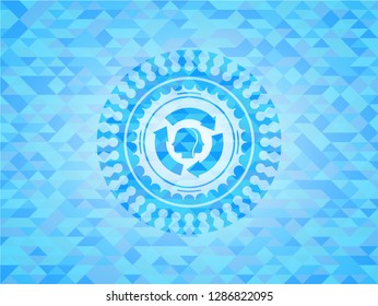 brain storm icon inside sky blue emblem. Mosaic background