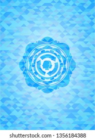brain storm icon inside sky blue mosaic emblem