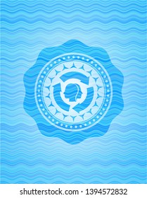 brain storm icon inside sky blue water wave style badge.