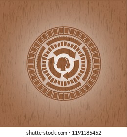 brain storm icon inside vintage wood emblem