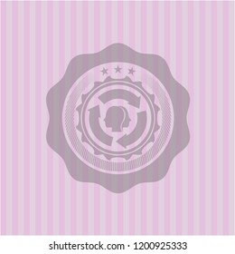 brain storm icon inside vintage pink emblem