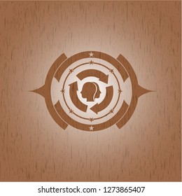 brain storm icon inside vintage wooden emblem