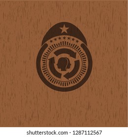 brain storm icon inside vintage wooden emblem