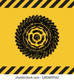 brain storm icon inside warning sign, black grunge emblem. Vector Illustration. Detailed.