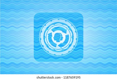 brain storm icon inside water wavec oncept emblem.
