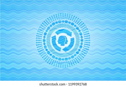 brain storm icon inside water representation emblem background.