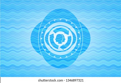 brain storm icon inside water wave concept badge background.