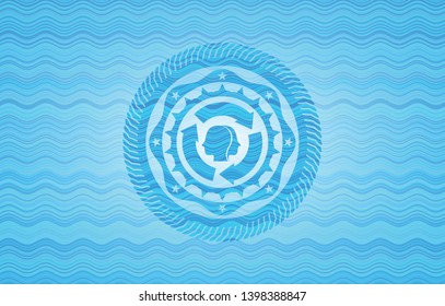 brain storm icon inside water wave concept badge.