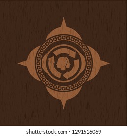 brain storm icon inside wood emblem. Retro
