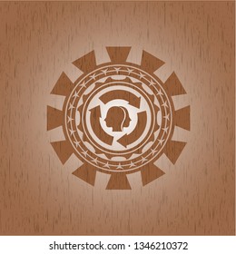 brain storm icon inside wood emblem