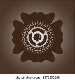 brain storm icon inside wood signboards