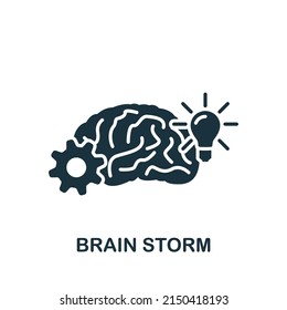Icono de Tormenta cerebral. Icono de Motivación empresarial simple monocromática para plantillas, diseño web e infografías