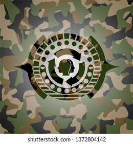 brain storm icon on camo pattern