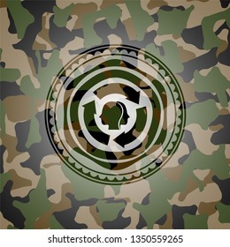 brain storm icon on camouflaged texture
