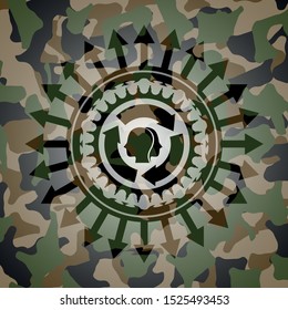 brain storm icon on camouflaged pattern