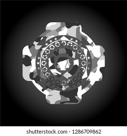 brain storm icon on grey camouflaged texture
