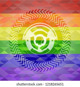 brain storm icon on mosaic background with the colors of the LGBT flag