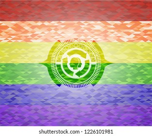brain storm icon on mosaic background with the colors of the LGBT flag