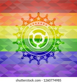 brain storm icon on mosaic background with the colors of the LGBT flag