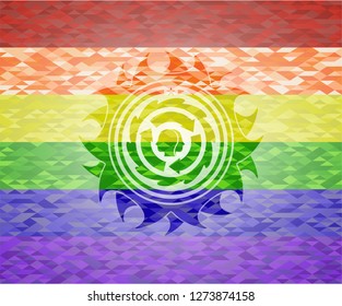 brain storm icon on mosaic background with the colors of the LGBT flag