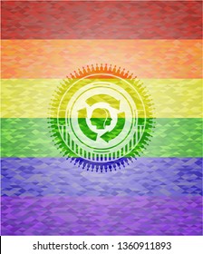 brain storm icon on mosaic background with the colors of the LGBT flag