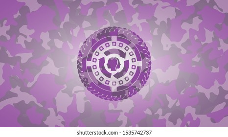 brain storm icon on pink and purple camo pattern