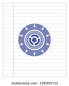 brain storm icon pen emblem. Blue ink. Vector Illustration. Detailed.