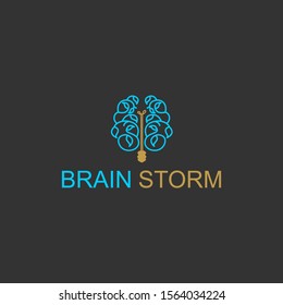 Brain storm logo brain shape with leaf element modern natural technology business health care medical future