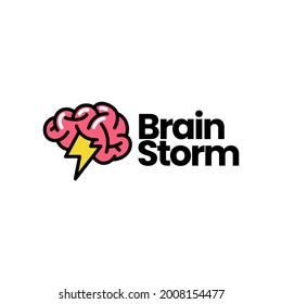 Brain Storm Smart Idea Creative Think Logo Vector Icon Illustration