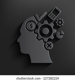 Brain storm symbol on black background,clean vector