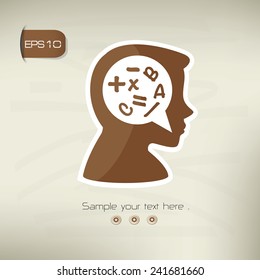 Brain storm symbol,sticker design,brown version,clean vector