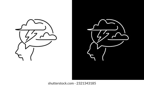 Brain Storm Thinking Solution Emotion Doodle Icon outline Button Design