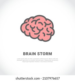 Brain Storm. Vector Illustration Of Human Brain. Vector Outline Icon Isolated On White Background