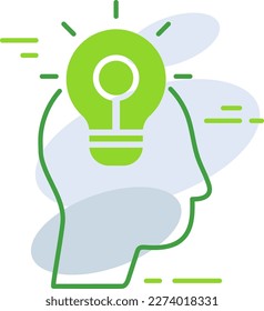 Brain storming business management icon with green outline style. brain, idea, creative, storm, intelligence, concept, symbol. Vector Illustration