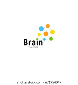 Brain storming business vector isolated logo template. Colorful creative mind logotype connected points. Dots simple logotype.