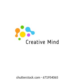 Brain storming business vector isolated logo template. Colorful creative mind logotype connected points. Dots simple logotype.