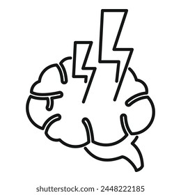 Icono de tormenta cerebral Vector de contorno. Piensa en cerebro. Enfoque del motivo del proceso