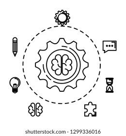brain storming with set business icons