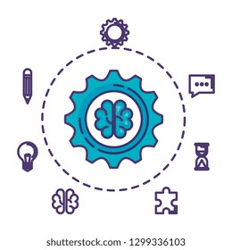 brain storming with set business icons