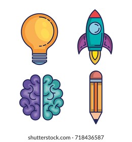 brain storming set icons