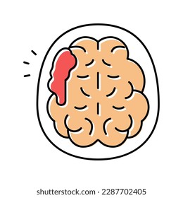 brain stroke color icon vector. brain stroke sign. isolated symbol illustration