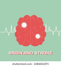 Brain and stroke concept illustration in flat style