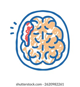 Vector de dibujo de icono de doodle de golpe cerebral. signo de golpe cerebral. ilustración de símbolo aislado