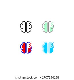 brain stroke icon set. flat, simple, outline, color. healthcare and medical icon.