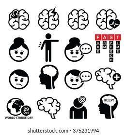 Brain Stroke Icons - Brain Injury, Brain Damage Concept